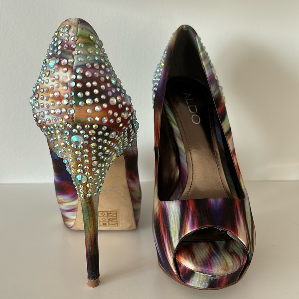 5” platform peeptoe heels size 7.5